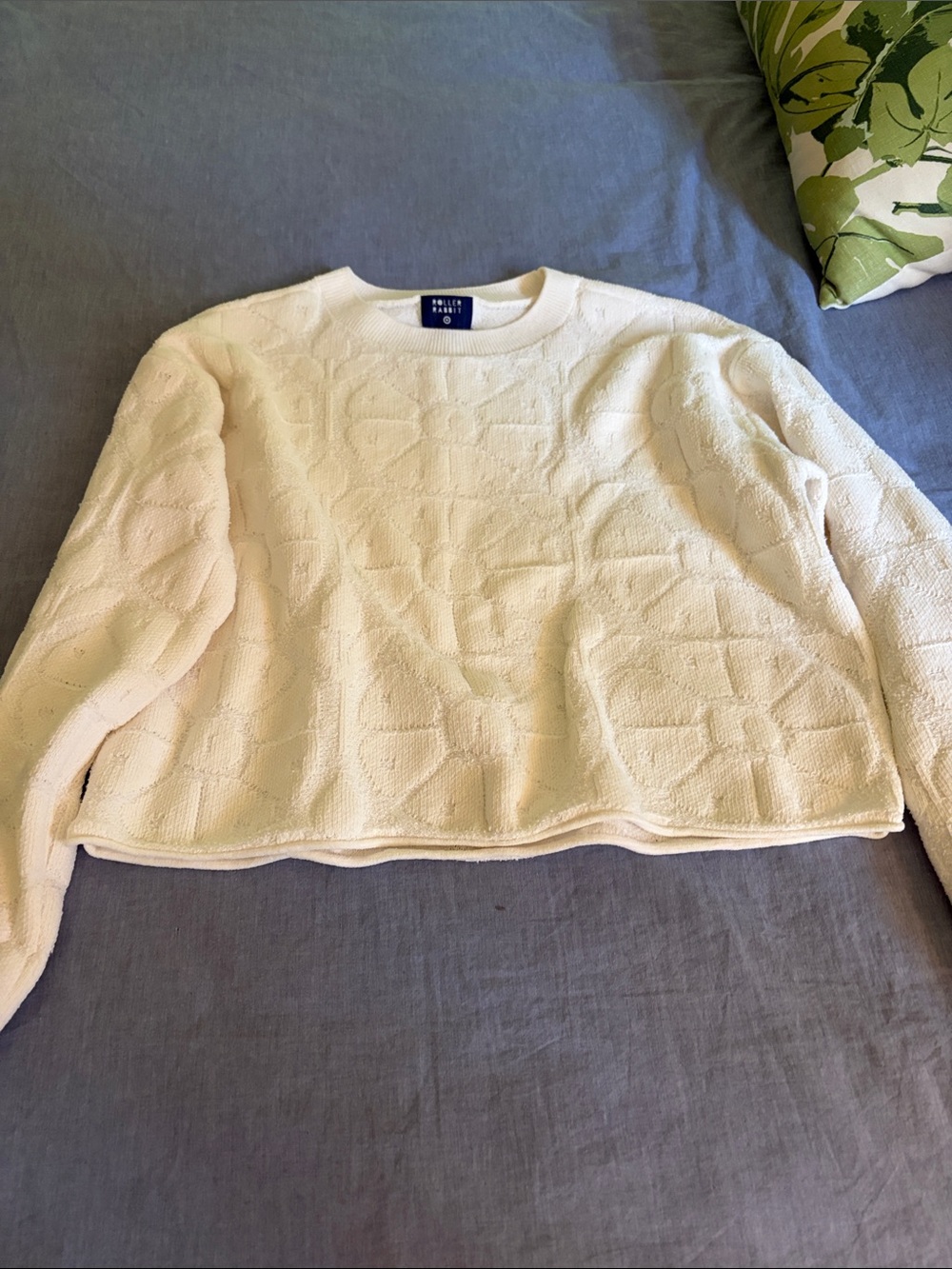 White Textured Swearshirt